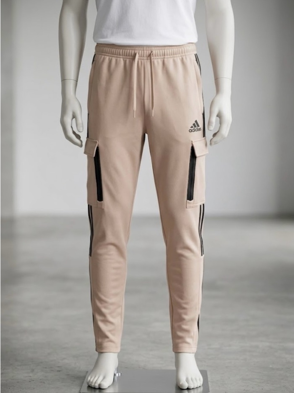 Adidas’s Youth size  Beige Cargo Joggers with Black Accents